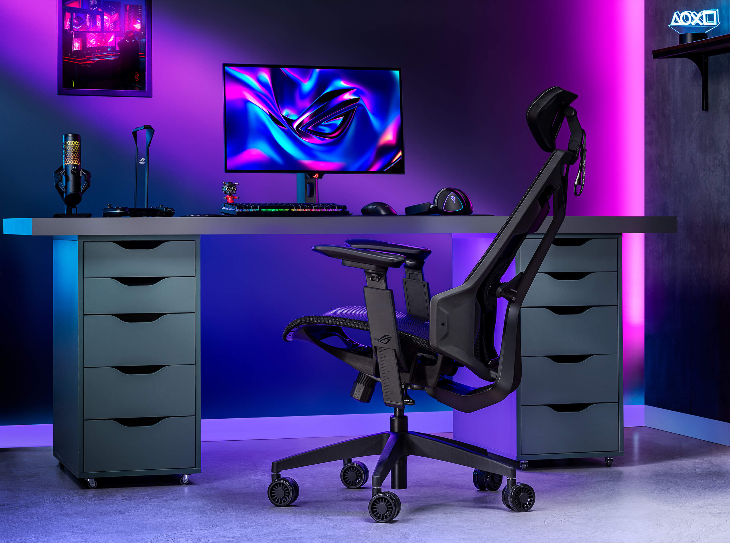 ROG Destrier Core, belirli bir seviyeye kadar yatırılabilir ve sabitlenebilir.