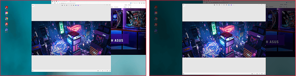 The screenshot of the desktop with two open windows. / The screenshot of the desktop with two open windows, with the top window on normal brightness, and the other window dimmed.