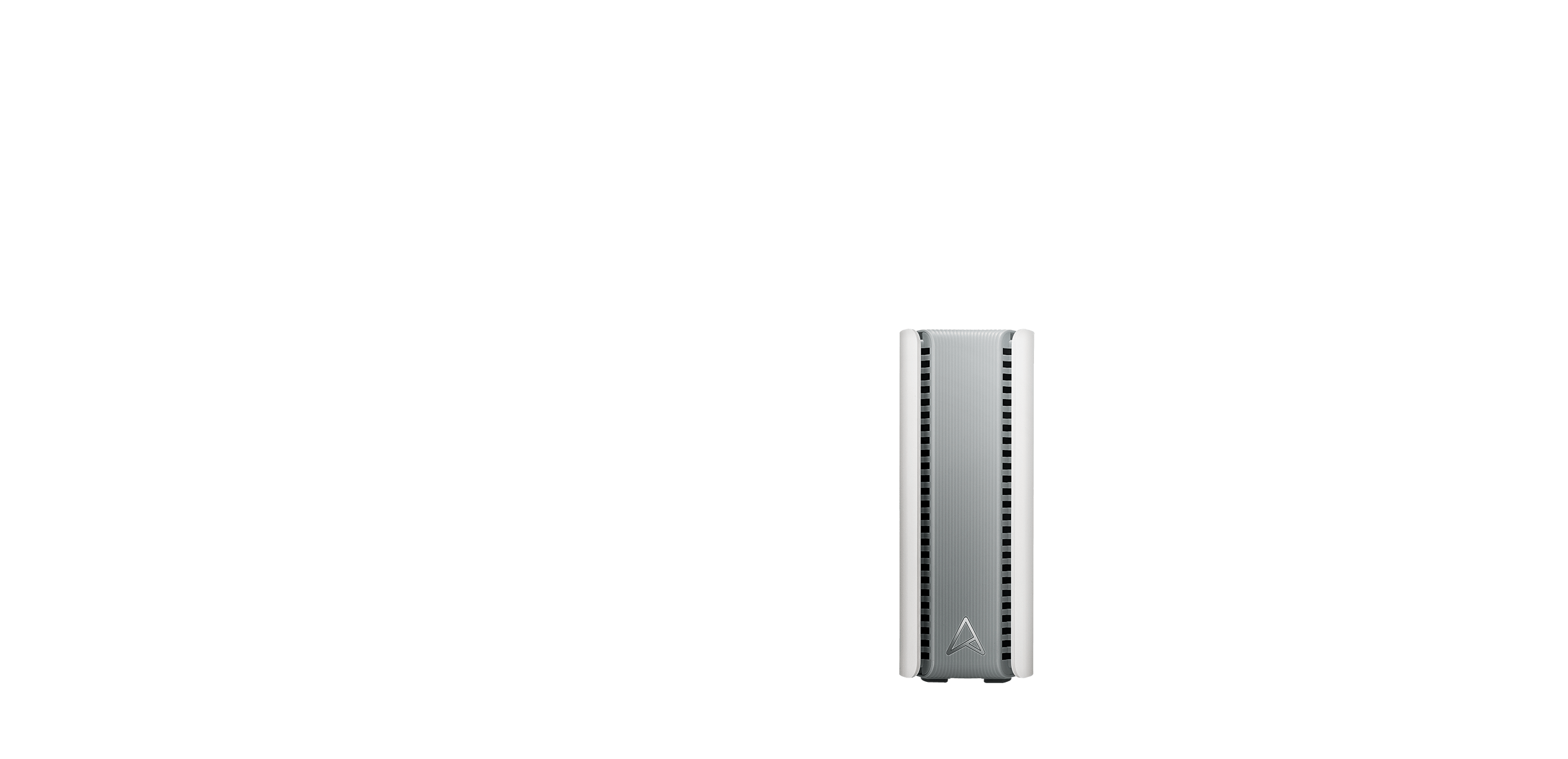 ASUS ZenWiFi BT8 mesh router on a platform, highlighting its side with an A monogram.