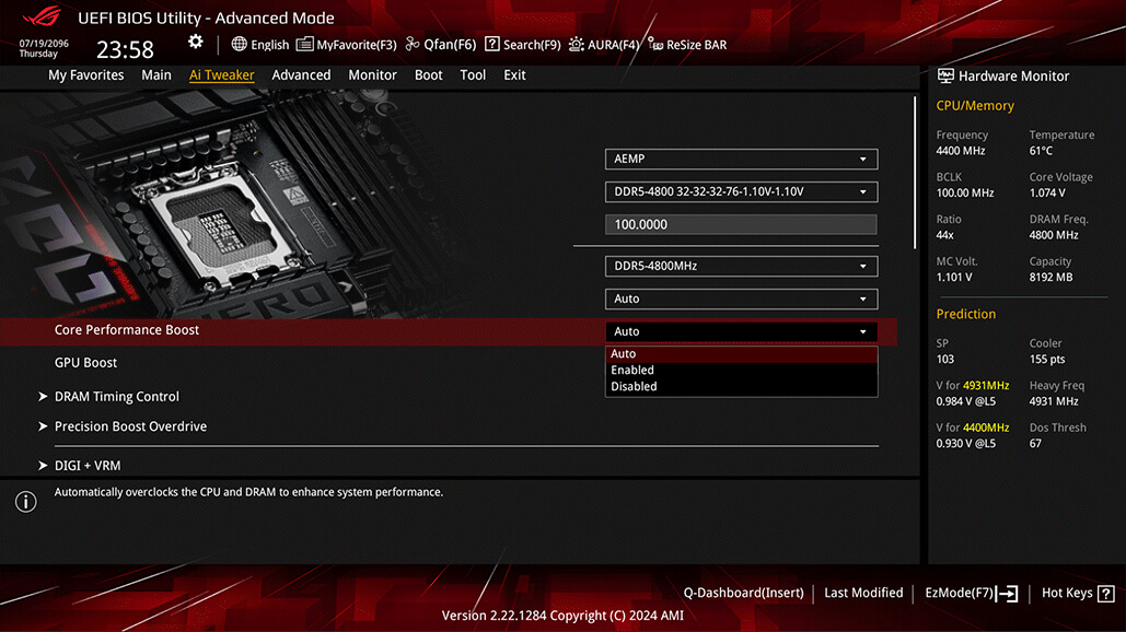 ROG Maximus Z890 Hero features AI Overclocking