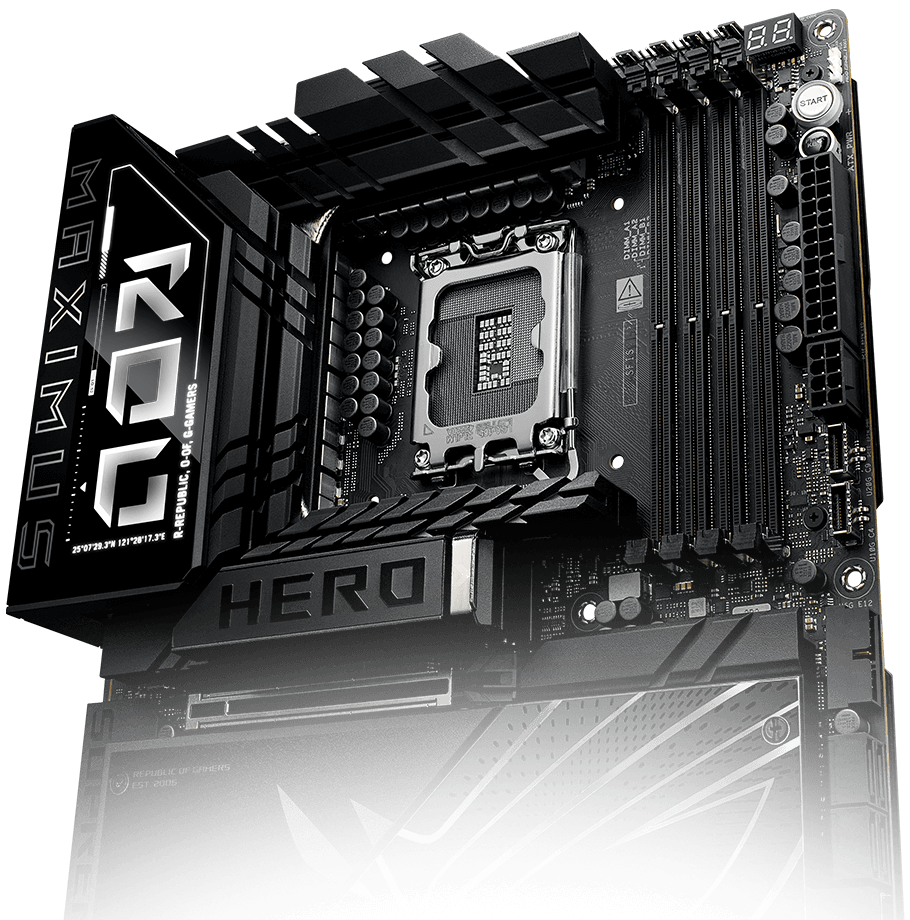 The ROG Maximus Z890 Hero features Aura Sync.