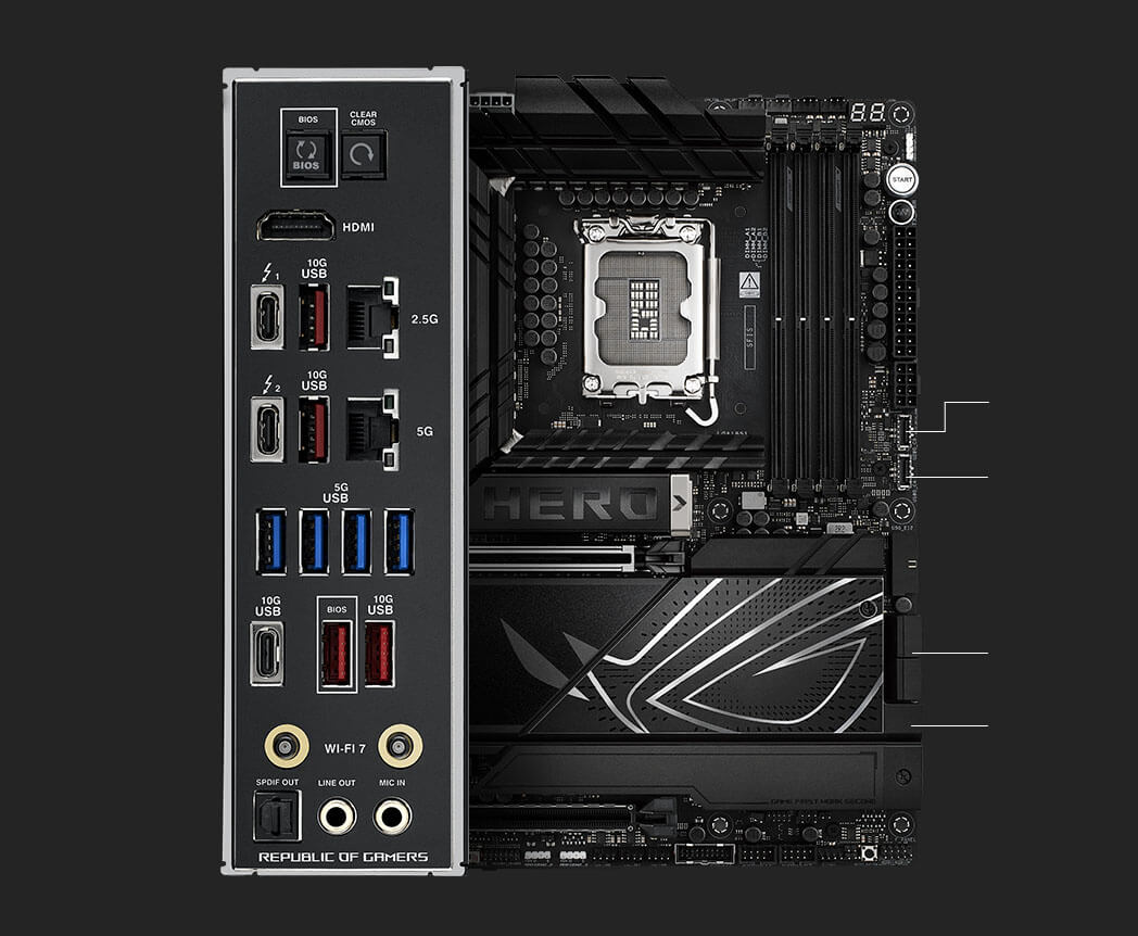 Connectivity specs of the ROG Maximus Z890 Hero