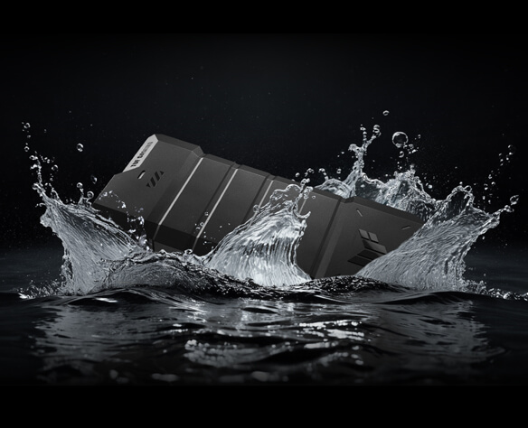 TUF Gaming A2 SSD enclosure, being immersed in the water