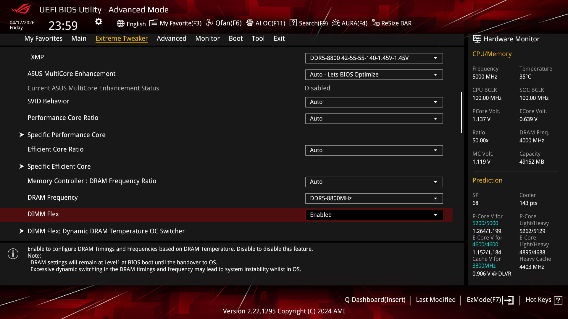 UI of DIMM FLEX