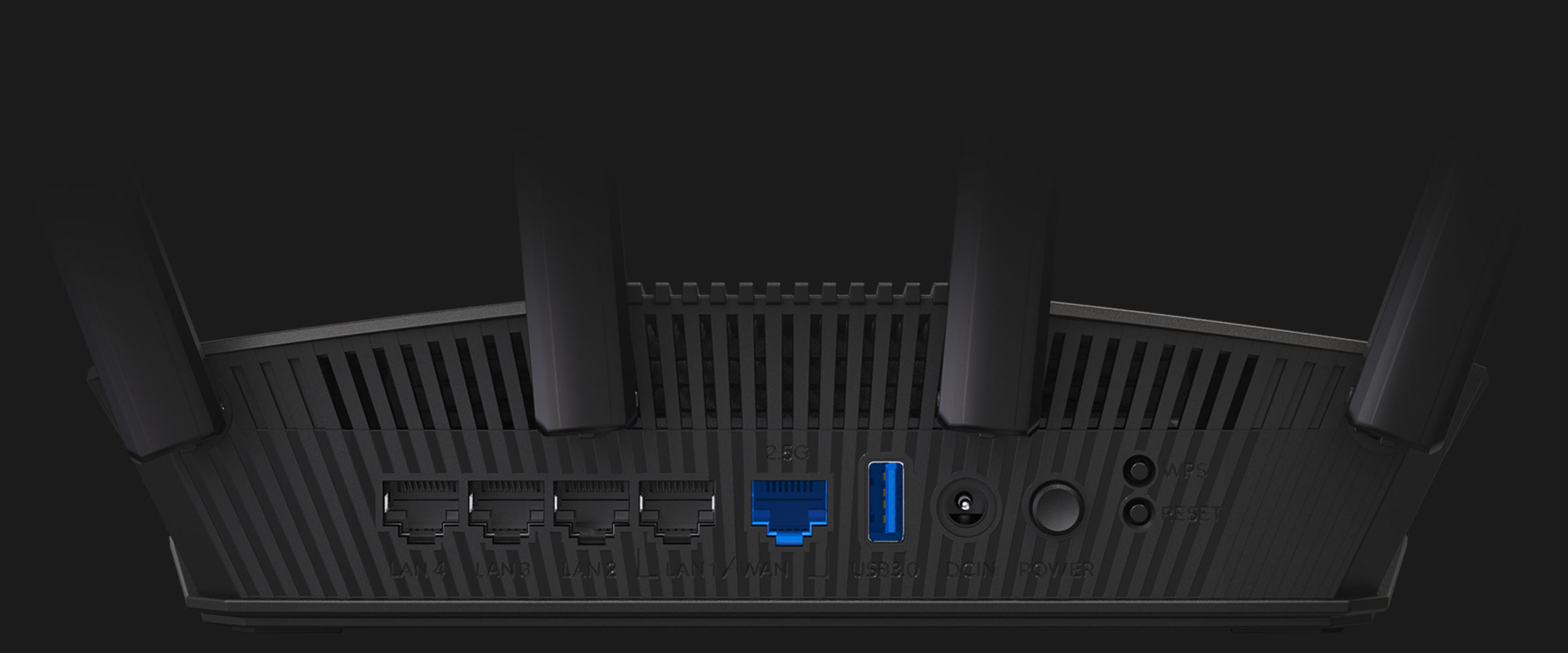 RT-BE58U back side showing I/O ports.