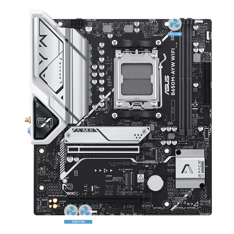 ASUS B650 series motherboard with 4-Pin PWM/DC Fan image