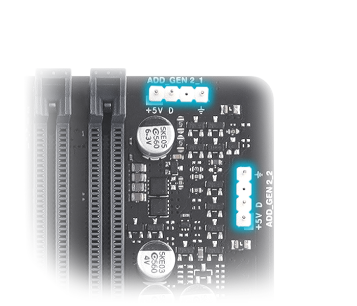 features addressable Gen 2 headers. 