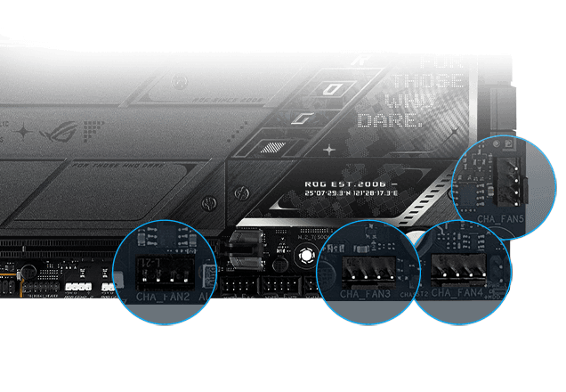 Lokalizacje gniazd na wentylatory obudowy – Strix Z890-E