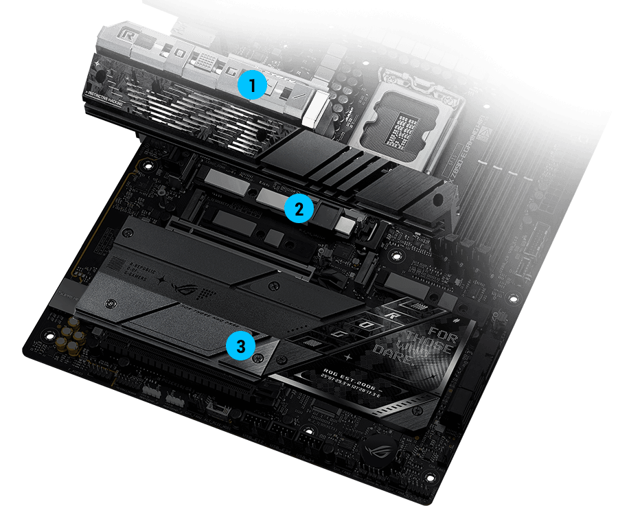 Dissipateurs et plaque arrière M.2 de la Strix Z890-E