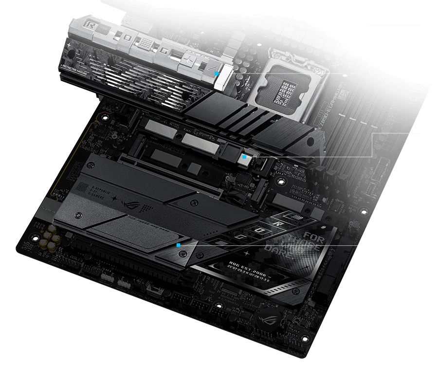 Dissipateurs et plaque arrière M.2 de la Strix Z890-E