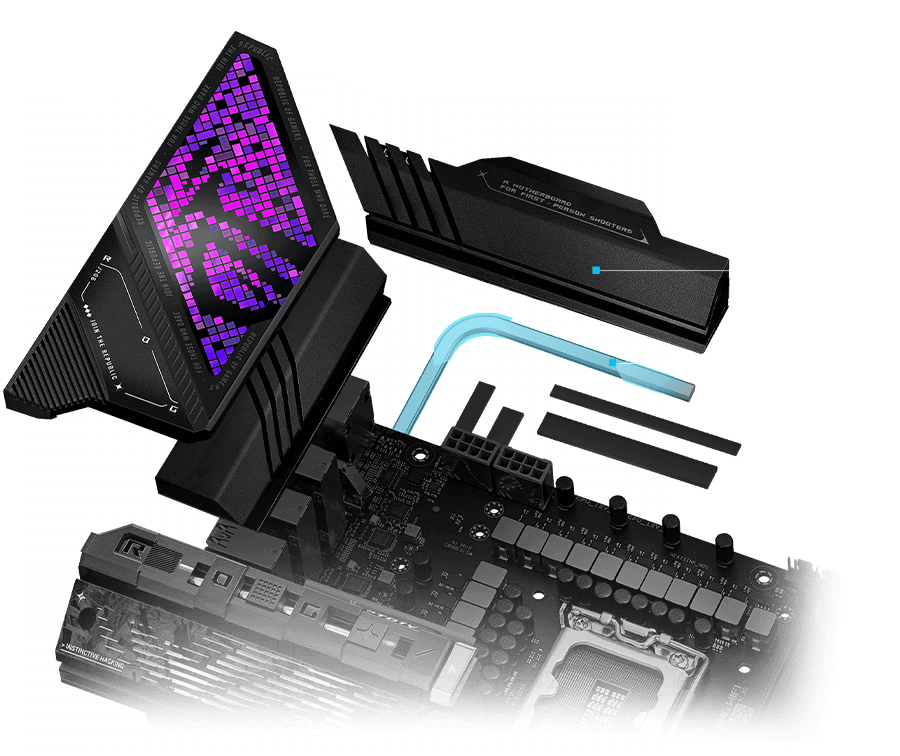 Układ systemu chłodzenia VRM płyty głównej Strix Z890-E