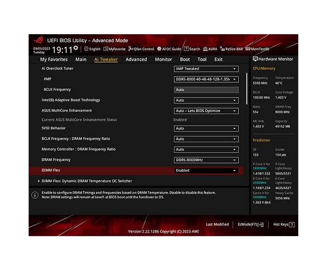 Interfejs użytkownika DIMM FLEX