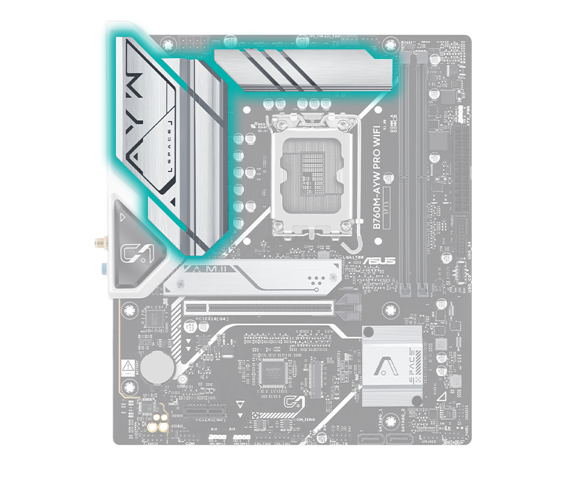 B760 motherboard with VRM heatsinks image