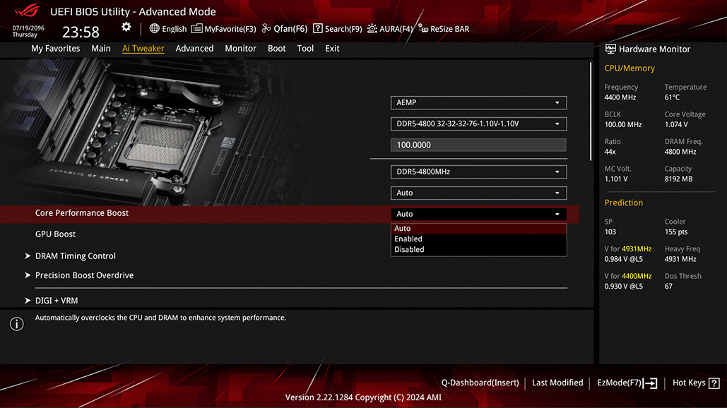 AI Overclocking vous permet d'optimiser automatiquement les performances.