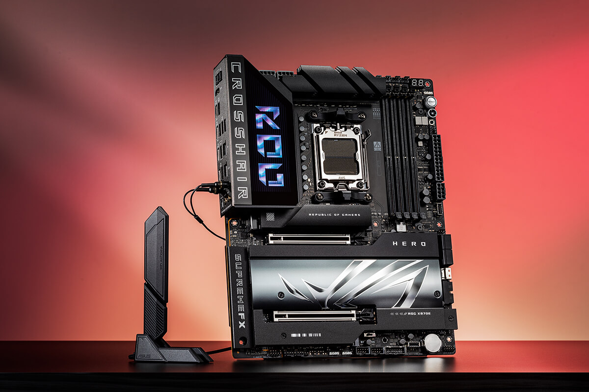 The ROG Crosshair X870E Hero with ASUS WiFi Antenna