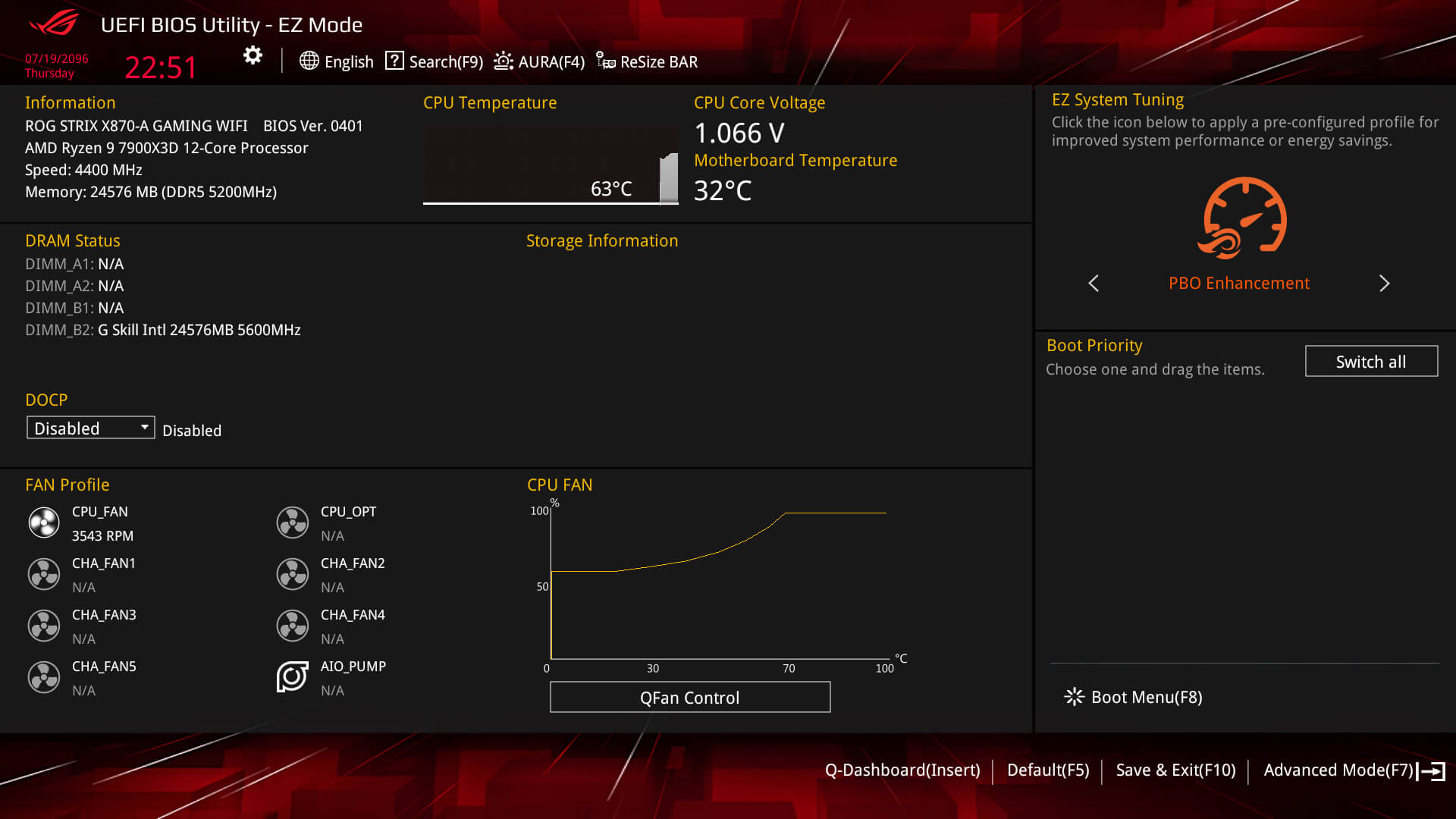 Image de l'interface utilisateur du BIOS pour l'amélioration du PBO