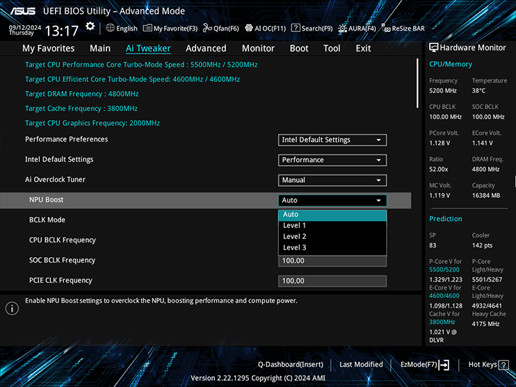 UEFI BIOS interface with Dynamic OC Switcher function selected