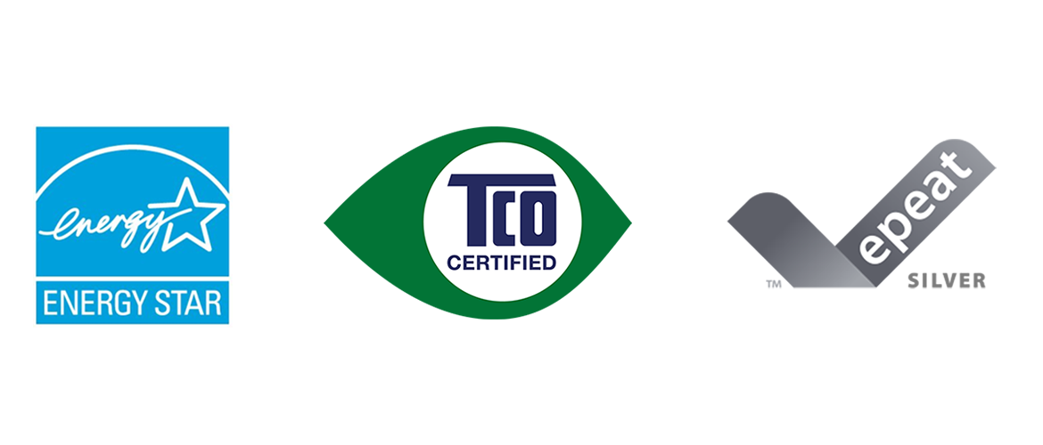 EPEAT Silver, Energy Star, TCO Certified logos