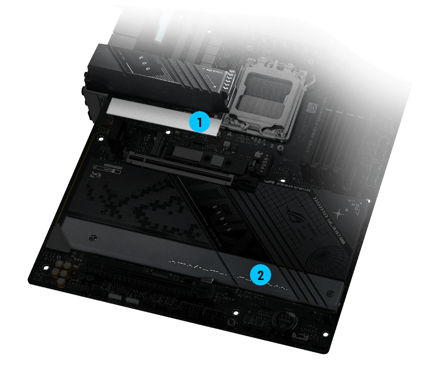 Strix X870-F M.2 heatsinks and backplate layout