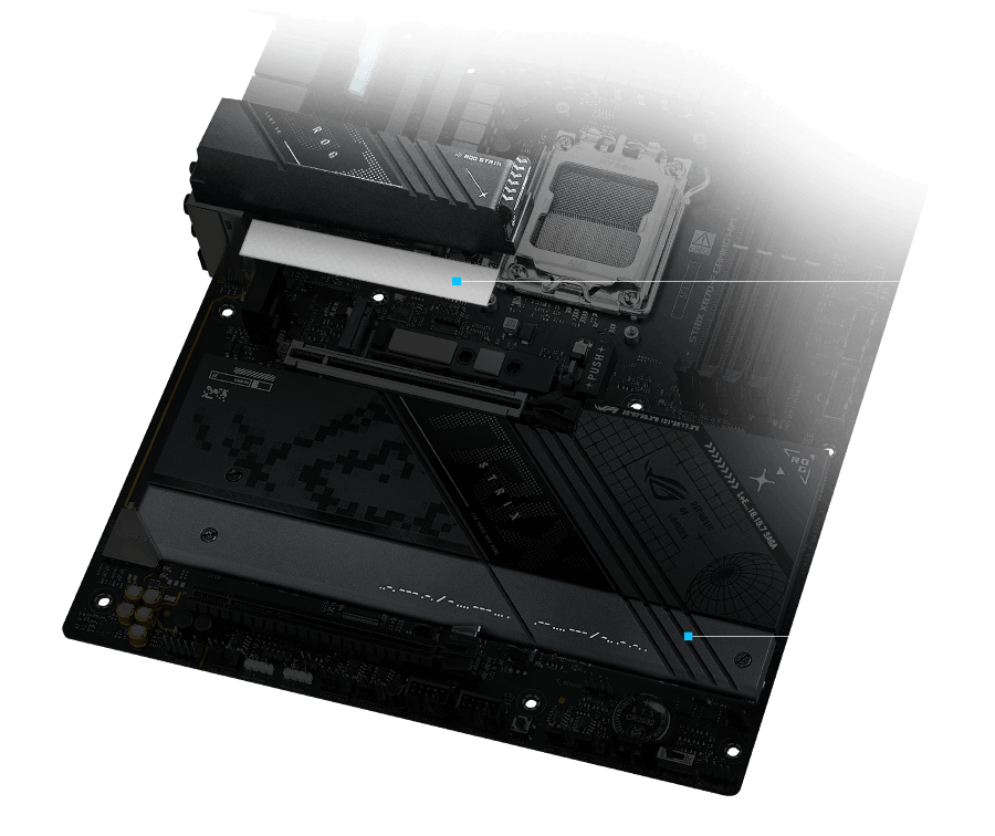 Strix X870-F M.2 散热器和背板布局