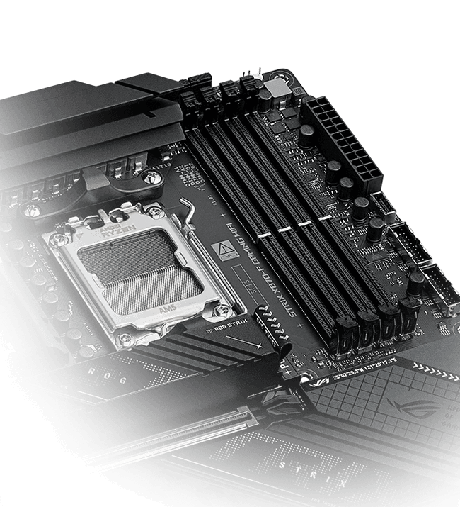 The Strix X870-F lets you overclock memory up to 8400+ MT/s.