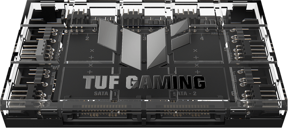 TUF Gaming ARGB PWM Fan Hub Ansicht von oben nach unten