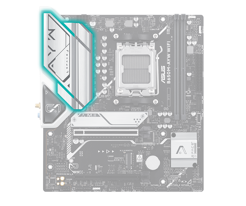 ASUS B650 series motherboard with VRM heatsink image