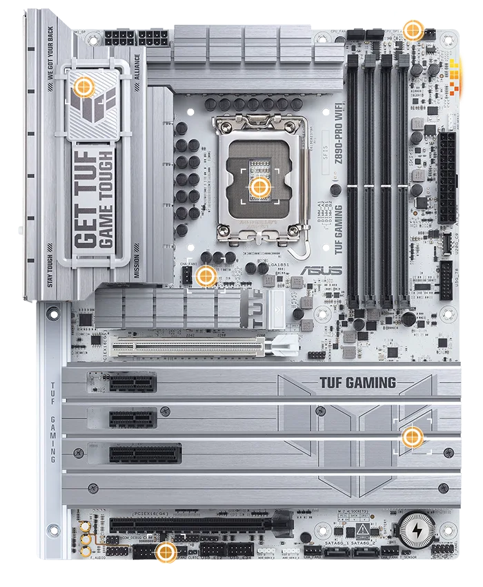 TUF Gaming motherboard front view with I/O ports