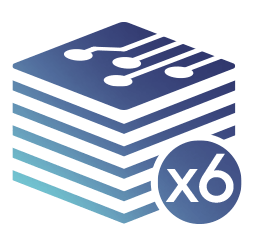 Graphic depicting six-layer PCB design. 