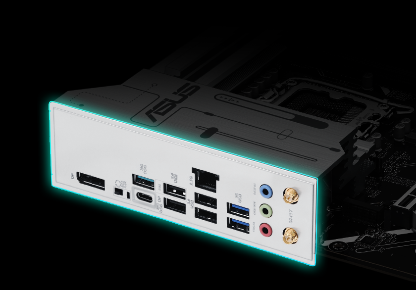 Graphic depicting the Z890 MAX GAMING WIFI7 pre-mounted I/O shield.