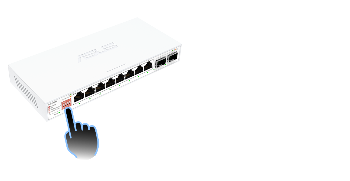 A picture showing the place to switch 4 different modes: Priority, EEE, Port Isolation, and Static Trunk.