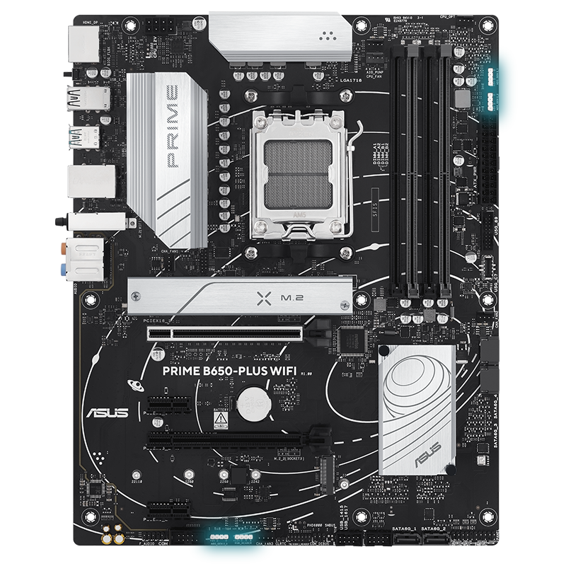 The PRIME B650-PLUS WIFI-CSM motherboard features Aura Sync. 