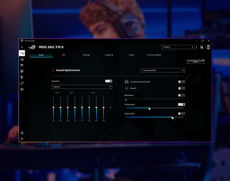 ROG Delta II’s armoury crate interface