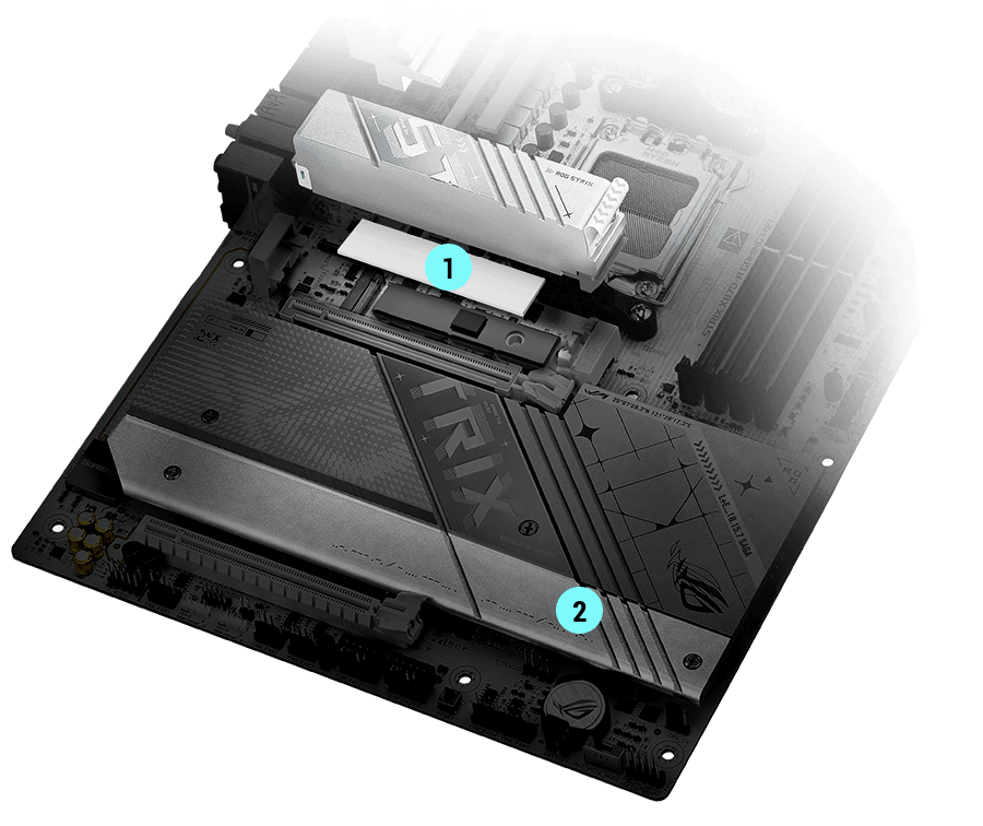 Strix X870-A M.2 散热器和背板布局