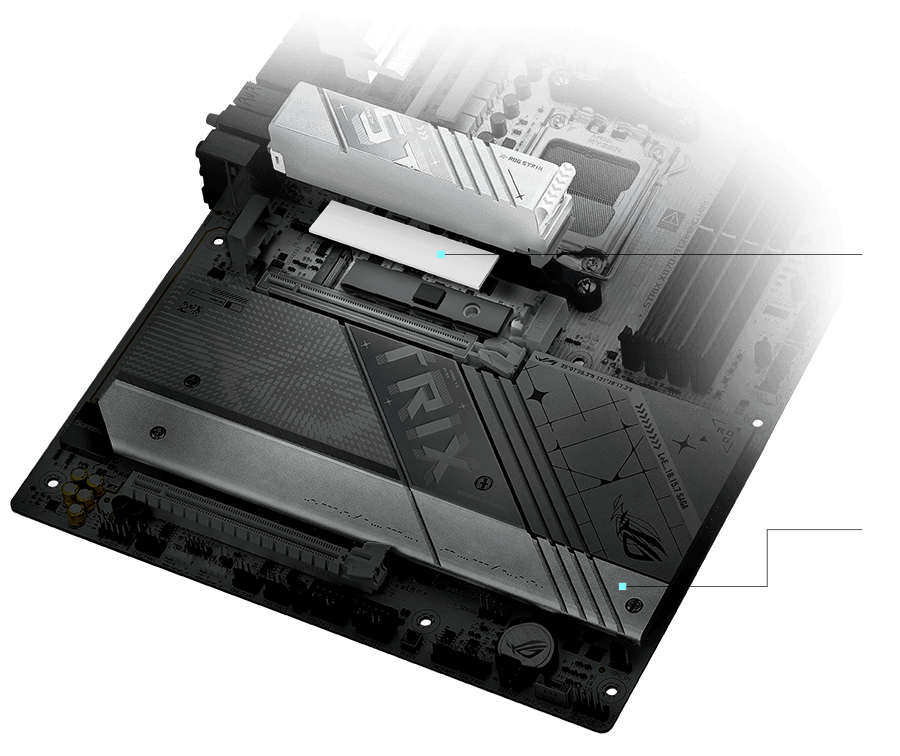 Strix X870-A M.2 散热器和背板布局