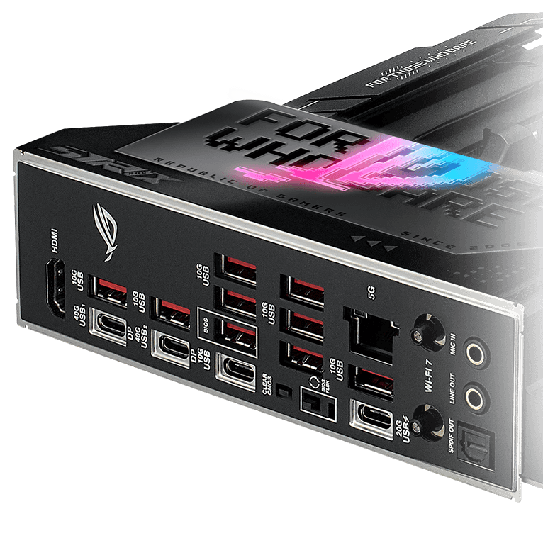 The Strix X870E-E features DUAL USB4® PORTS