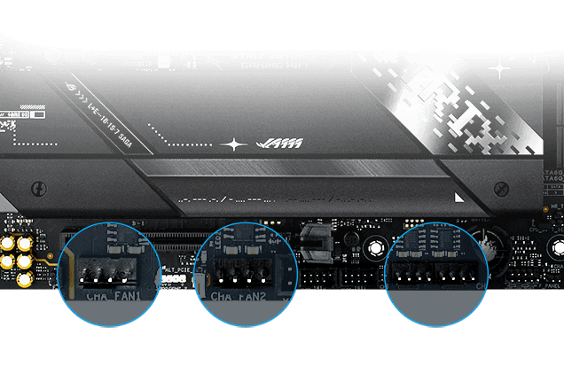 Strix X870E-E chassis fan header locations