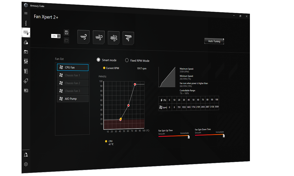 UI of FAN Xpert 2+ for cooling controls