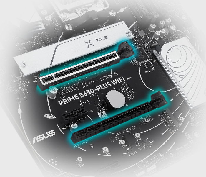 The PRIME B650-PLUS WIFI motherboard supports PCIe® 4.0 Slot.