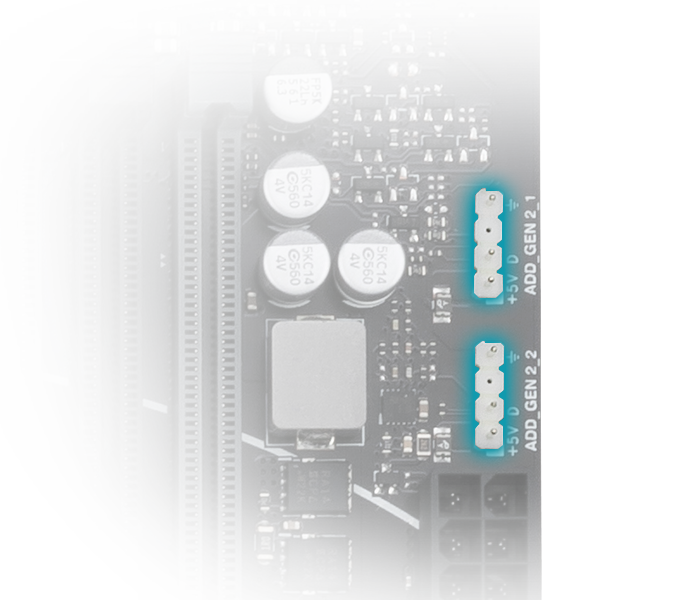 The PRIME B650-PLUS WIFI motherboard features addressable Gen 2 headers. 