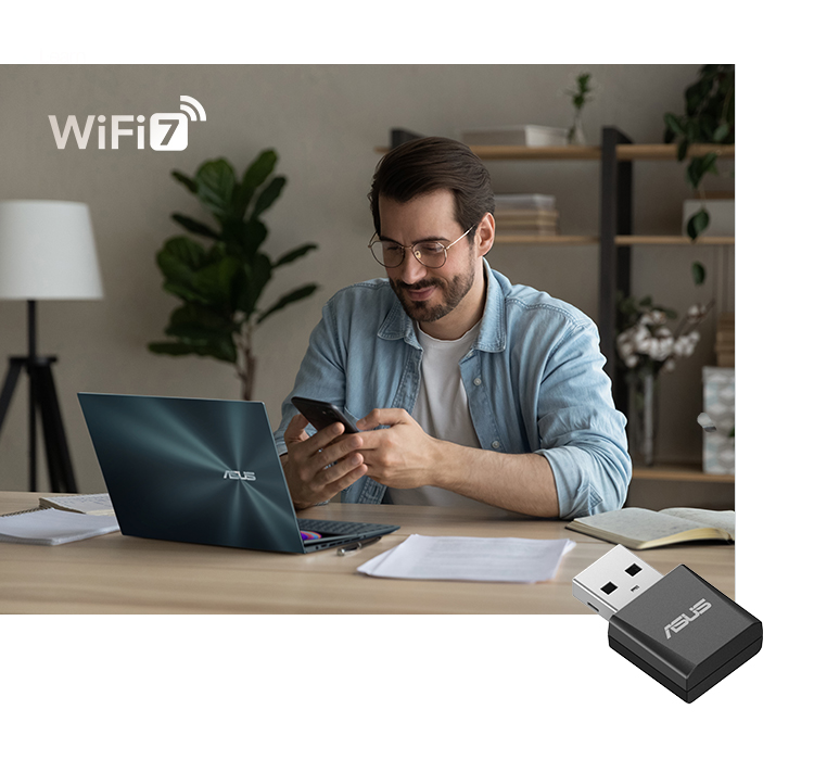 The USB-BE92 Nano USB adapter gives your laptop or PC an instant plug-and-play upgrade to WiFi 6.