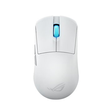 Top view of the moonlight white ROG Keris II Ace