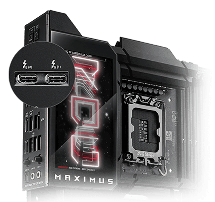 Two Thunderbolt™ 5 Type-C® Ports on ROG Maximus Z890 Extreme