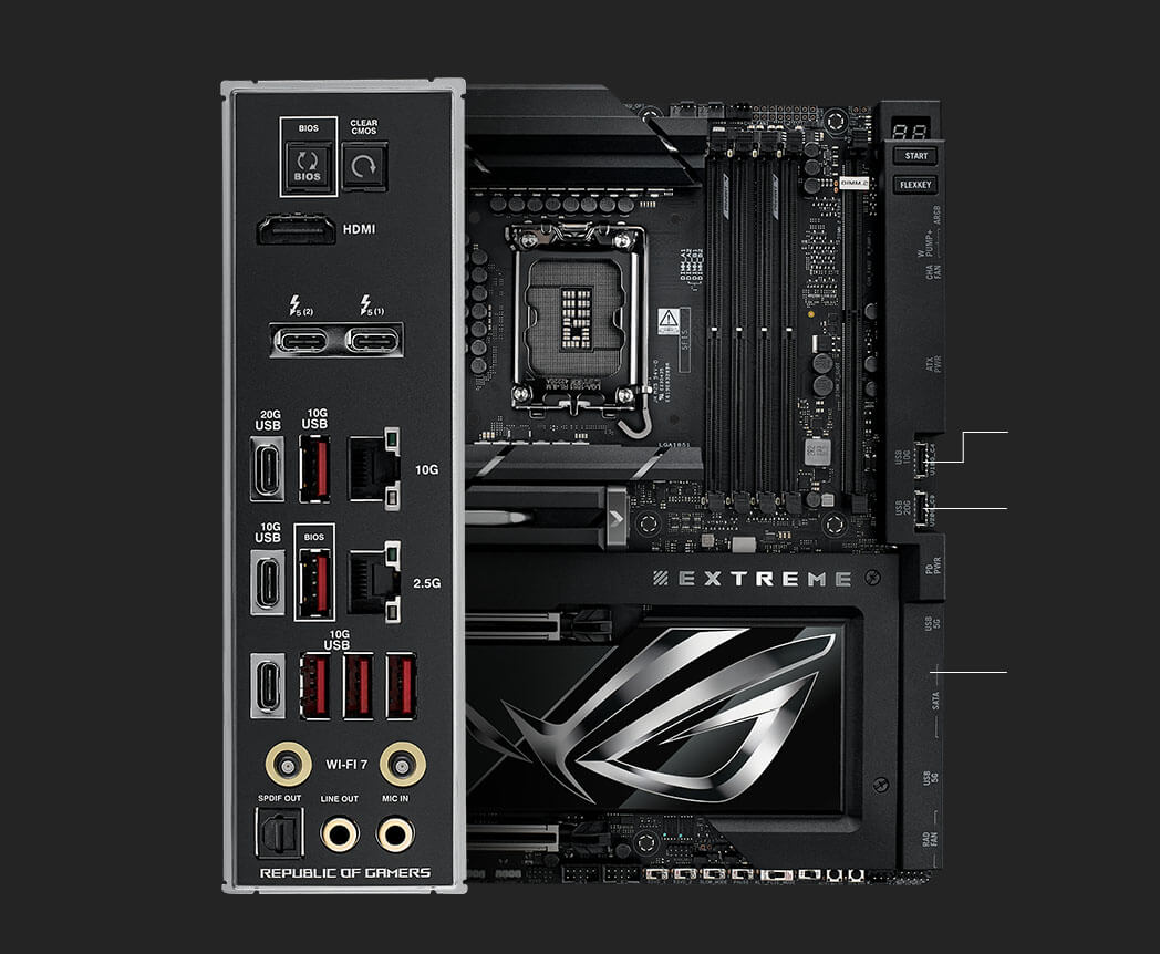 Connectivity specs of the ROG Maximus Z890 Extreme