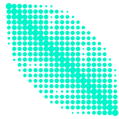 Une image composée de points verts qui forment une feuille.